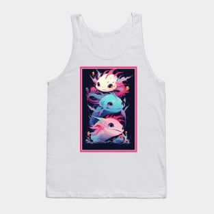 Cute Axolotl Anime Art Design | Cute Animals | Axolotl Hentaii Chibi Kawaii Design Tank Top